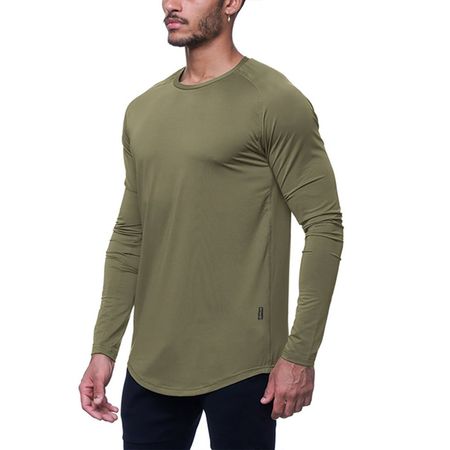 Men's Long-Sleeved T-Shirt Youth Large Size Round Neck Quick-Drying Clothing Mens Versatile Sports Bottoming Top