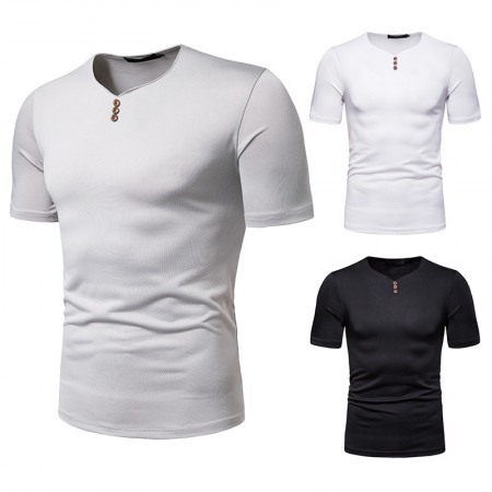 New Men's V-Neck High Stretch Loose Short Sleeve T-Shirt