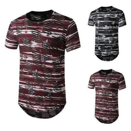 New Men's Plus Size Open Smile Torn Hole Short-Sleeved Hipster Hip-Hop T-Shirt